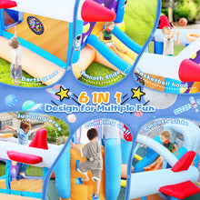 Load image into Gallery viewer, 6 in 1 outdoor indoor inflatable bouncer for kids target ball basketball slide with blower
