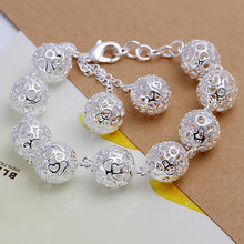 Load image into Gallery viewer, Hot 925 Sterling Silver Plated Ball Earring Bracelet Necklace Chain Jewelry Set
