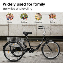 Load image into Gallery viewer, Adult Tricycles, 1 Speed Adult Trikes 24 inch 3 Wheel Bikes, Three-Wheeled Bicycles Cruise Trike with Shopping Basket for Seniors, Women, Men
