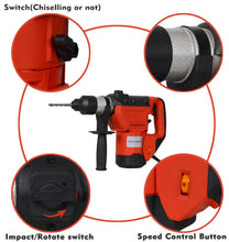 Load image into Gallery viewer, Rotary Hammer 1100W(Red + Black) 1-1/2"  SDS Plus Rotary Hammer Drill 3 Functions
