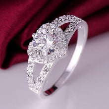 Load image into Gallery viewer, Fashion 925 Sterling Silver Wedding Rhinestone Crystal Heart Ring Jewelry

