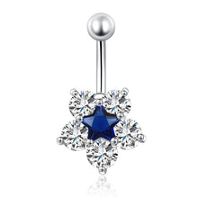 Load image into Gallery viewer, Crystal Rhinestone Star Flower Navel Ring Belly Button Bar Body Piercing Jewelry

