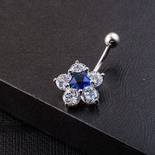 Load image into Gallery viewer, Crystal Rhinestone Star Flower Navel Ring Belly Button Bar Body Piercing Jewelry
