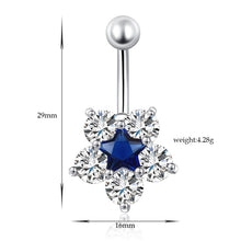 Load image into Gallery viewer, Crystal Rhinestone Star Flower Navel Ring Belly Button Bar Body Piercing Jewelry
