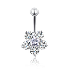 Load image into Gallery viewer, Crystal Rhinestone Star Flower Navel Ring Belly Button Bar Body Piercing Jewelry

