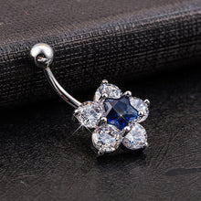 Load image into Gallery viewer, Crystal Rhinestone Star Flower Navel Ring Belly Button Bar Body Piercing Jewelry
