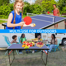 Load image into Gallery viewer, Table Tennis Table Midsize Foldable &amp; Portable Ping Pong Table Set with Net and 2 Ping Pong Paddles for Indoor Outdoor Game
