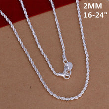 Load image into Gallery viewer, Unisex 925 Sterling Silver Plated Twisted Rope Chain Necklace Classic Jewelry
