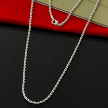 Load image into Gallery viewer, Unisex 925 Sterling Silver Plated Twisted Rope Chain Necklace Classic Jewelry
