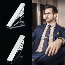 Load image into Gallery viewer, Fashion Men Metal Silver Simple Necktie Tie Bar Clasp Clip Clamp Short Mini Pin
