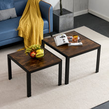 Load image into Gallery viewer, Nesting Coffee Table Set of 2, Square Modern Stacking Table with Wood Finish for Living Room,Rustic Brown
