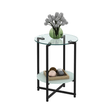 Load image into Gallery viewer, 2-layer Tempered Glass End Table, Round Coffee Table for Bedroom Living Room Office
