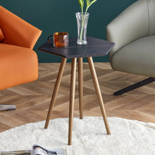 Load image into Gallery viewer, Modern Minimalism Black Faux Marble End&amp;Side Table, Small Accent Coffee Table with Dark Gold Metal Legs, Hexagon Nightstand for Living Room,Bedroom, Apartment Small Space ( MDF Tabletop + Metal Legs )
