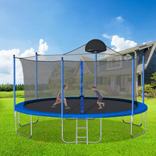 Load image into Gallery viewer, 14FT Trampoline for Adults &amp; Kids with Basketball Hoop, Outdoor Trampolines w/Ladder and Safety Enclosure Net for Kids and Adults
