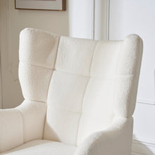Load image into Gallery viewer, Mid-Century Accent  Chair, Ivory White, Modern Retro Club Chair, Birch Frame, Upholstered Teddy Wool Fabric, Single Sofa Armchair for Small Spaces, Living Room, Bedroom, Reading Corner, Balcony
