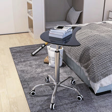 Load image into Gallery viewer, Adjustable Height Black Tempered Glass Table Desk Table with Lockable Wheels(Adjustable Range 24.2 "~32.7 ")
