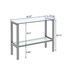 Load image into Gallery viewer, Console Table Double layer tempered glass rectangular porch table black leg double layer glass tea table
