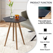 Load image into Gallery viewer, Modern Minimalism Black Faux Marble End&amp;Side Table, Small Accent Coffee Table with Dark Gold Metal Legs, Hexagon Nightstand for Living Room,Bedroom, Apartment Small Space ( MDF Tabletop + Metal Legs )
