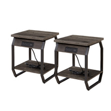 Load image into Gallery viewer, Side Table with Charging Station, Set of 2 End Tables with USB Ports and Sockets, Bedside Tables in Living Room, Bedroom, Dark Grey,17.32'' W x 17.32'' D x 21.65'' H.
