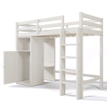 Load image into Gallery viewer, Twin Loft Bed with Wardrobe, Storage Shelves and Ladder, White
