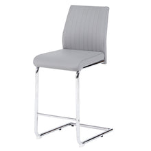 Load image into Gallery viewer, Light grey modern simple bar chair PU leather chrome metal pipe, restaurant, family bar chair set of 2
