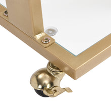 Load image into Gallery viewer, Golden Side Table, Acrylic Sofa Table, Glass Top C Shape Square Table with Metal Base for Living Room, Bedroom, Balcony Home and Office
