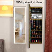 Load image into Gallery viewer, Fashion Simple Jewelry Storage Mirror Cabinet With LED Lights Can Be Hung On The Door Or Wall
