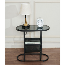 Load image into Gallery viewer, Glass Oval Small Side Tables Living Room Small Space With Magazines Organizer Storage Space (Set of 2)
