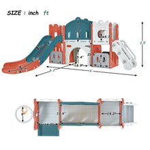Load image into Gallery viewer, Kids Slide Playset Structure, Freestanding Castle Climber with Slide and Basketball Hoop, Toy Storage Organizer for Toddlers, Kids Climbers Playhouse for Indoor Outdoor Playground Activity
