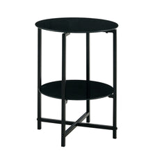Load image into Gallery viewer, 2- layer Tempered Glass End Table, Round Coffee Table for Bedroom Living Room Office (black)

