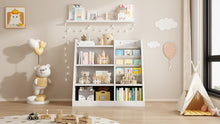 Load image into Gallery viewer, White Wooden Toy Storage Organizer Cabinet  Kids Bookshelf  Children Bookcase Toddler Baby Sling Book Rack Adjustable Shelf for Playroom Bedroom Nursery Hallway School Kindergarten Living Room
