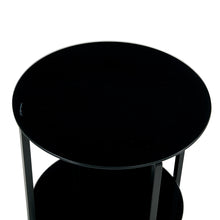Load image into Gallery viewer, 2- layer Tempered Glass End Table, Round Coffee Table for Bedroom Living Room Office (black)
