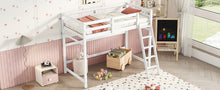 Load image into Gallery viewer, Twin Size High Loft Bed with inclined Ladder, Guardrails,White
