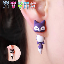 Load image into Gallery viewer, 1Pc 3D Women Kids Colorful Ceramic Fox Animal Ear Stud Earrings Cartoon Jewelry
