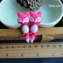 Load image into Gallery viewer, 1Pc 3D Women Kids Colorful Ceramic Fox Animal Ear Stud Earrings Cartoon Jewelry
