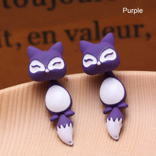 Load image into Gallery viewer, 1Pc 3D Women Kids Colorful Ceramic Fox Animal Ear Stud Earrings Cartoon Jewelry

