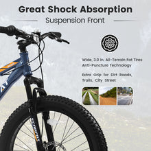 Load image into Gallery viewer, S24109 Elecony 24 Inch Fat Tire Bike Adult/Youth Full Shimano 7 Speeds Mountain Bike, Dual Disc Brake, High-Carbon Steel Frame, Front Suspension, Mountain Trail Bike, Urban Commuter City Bicycle
