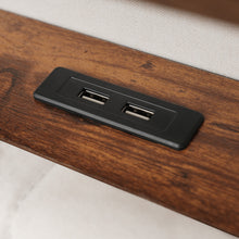Load image into Gallery viewer, Full size Upholstered Platform bed with a Hydraulic Storage System, LED and USB Charging, Natural (without mattress)
