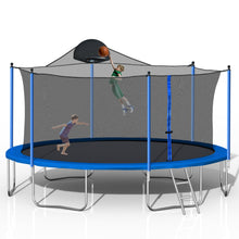 Load image into Gallery viewer, 14FT Trampoline for Adults &amp; Kids with Basketball Hoop, Outdoor Trampolines w/Ladder and Safety Enclosure Net for Kids and Adults
