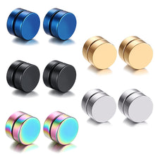 Load image into Gallery viewer, 1 Pair Men 8MM Stainless Steel Magnetic Clip On Ear Stud Earrings No Piercing Jewelry
