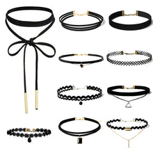 Load image into Gallery viewer, Hot 10Pcs/Set Sexy Punk Velvet Lace Choker Collar Gem Bead Pendant Chain Necklace Women Jewelry
