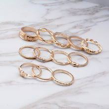Load image into Gallery viewer, 12Pcs/Set Boho Vintage Gold Finger Ring Crystal Rhinestones Midi Knuckle Rings Women Jewelry
