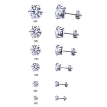 Load image into Gallery viewer, 6Pairs/Set Mens Women Stainless Steel Round Cubic Zircon Crystal Ear Studs Earrings Fashion Jewelry
