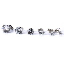 Load image into Gallery viewer, 6Pairs/Set Mens Women Stainless Steel Round Cubic Zircon Crystal Ear Studs Earrings Fashion Jewelry
