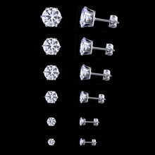 Load image into Gallery viewer, 6Pairs/Set Mens Women Stainless Steel Round Cubic Zircon Crystal Ear Studs Earrings Fashion Jewelry
