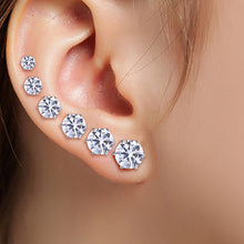 Load image into Gallery viewer, 6Pairs/Set Mens Women Stainless Steel Round Cubic Zircon Crystal Ear Studs Earrings Fashion Jewelry
