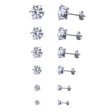 Load image into Gallery viewer, 6Pairs/Set Mens Women Stainless Steel Round Cubic Zircon Crystal Ear Studs Earrings Fashion Jewelry
