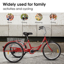 Load image into Gallery viewer, A24631 Adult Tricycles, 1 Speed Adult Trikes 24 inch 3 Wheel Bikes, Three-Wheeled Bicycles Cruise Trike with Shopping Basket for Seniors, Women, Men
