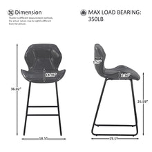 Load image into Gallery viewer, Set of 2, Leather Bar Chair with High-Density Sponge, PU Chair Counter Height Pub Kitchen Stools for Dining room,homes,bars, kitchens,Gray
