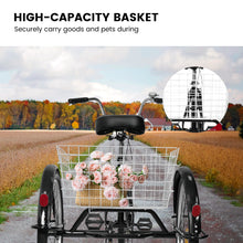 Load image into Gallery viewer, Adult Tricycles, 1 Speed Adult Trikes 24 inch 3 Wheel Bikes, Three-Wheeled Bicycles Cruise Trike with Shopping Basket for Seniors, Women, Men
